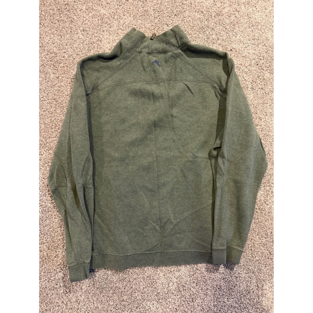 Tommy Bahama Pullover Mens XL Green Reversible Quarter Zip Cotton Sweater Logo - Picture 2 of 9